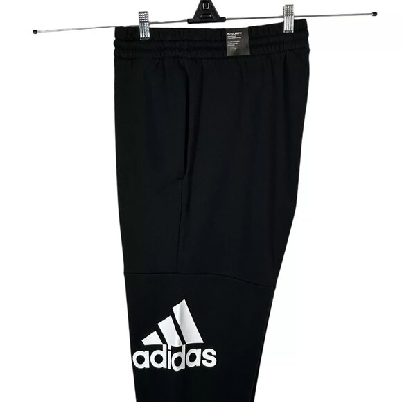 Adidas Men's Fleece Sweat Pants Size 2XL Tall (39X36) Black/White Tapered Leg - Picture 8 of 13